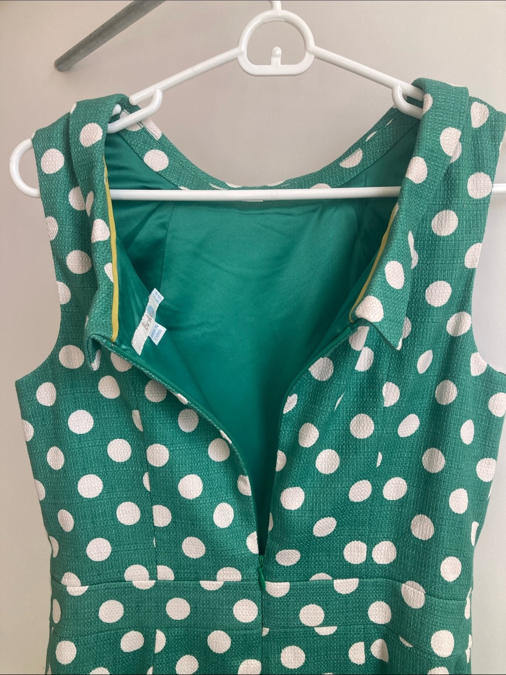 Boden Green and White Polka Dot Midi Dress Size 8L - Picture 10 of 15